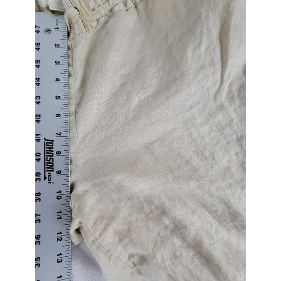 So Be It Women's High Rise Linen Drawcord Waist Casual Wide Leg Pants Cream XL - Picture 7 of 9